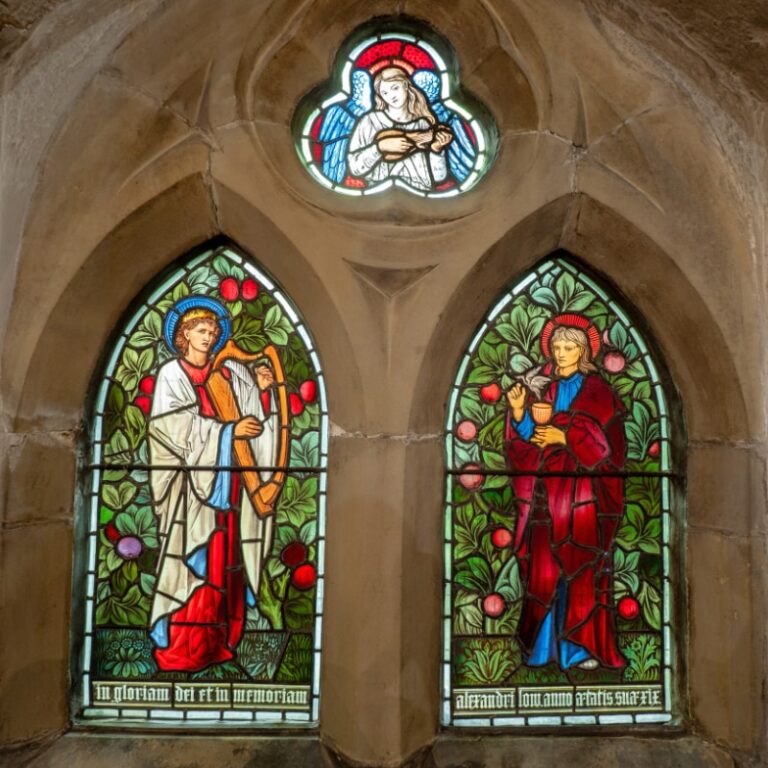 Stained glass window - 'King David and St John the Evangelist'